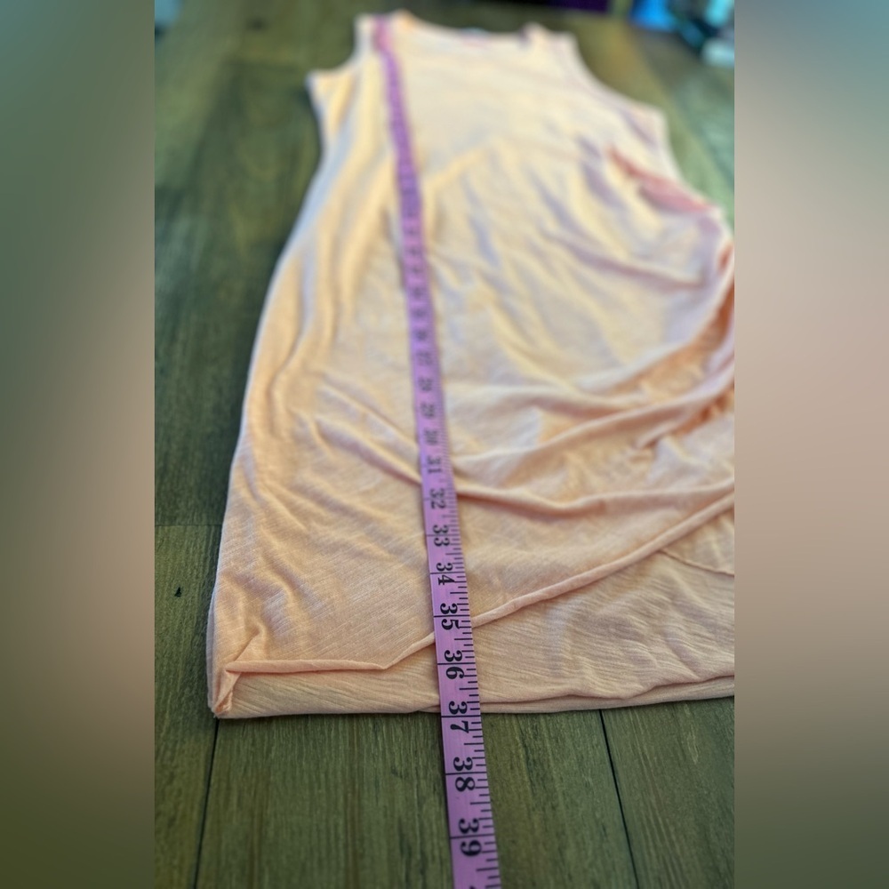PINK LILY Sleeveless peach Dress with rouching on the side lined - Picture 7 of 10